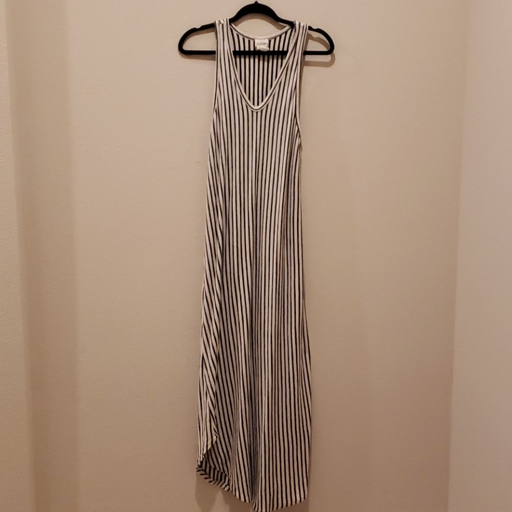 Black and white stripe maxi dress